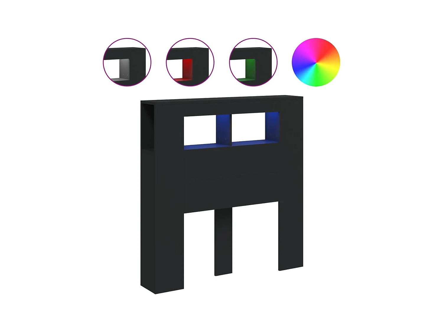 Zwart LED hoofdbord 100x18,5x103,5 cm bewerkt hout