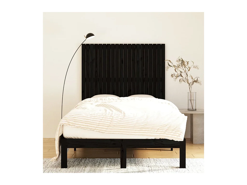 Zwart wandhoofdbord 127,5x3x110 cm Massief grenenhout