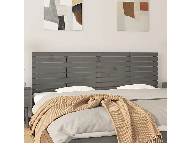 Tête de lit murale Gris 206x3x63 cm Bois massif de pin
