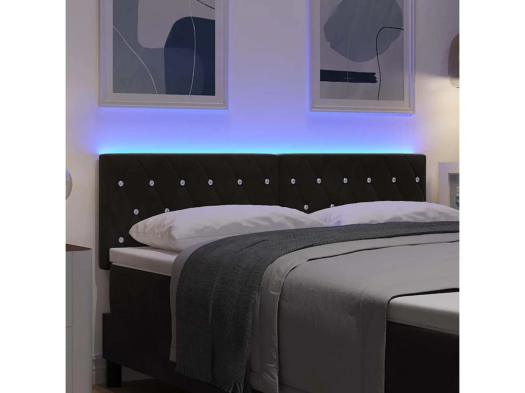 Testiera LED con luci LED Nero 144 cm Velluto