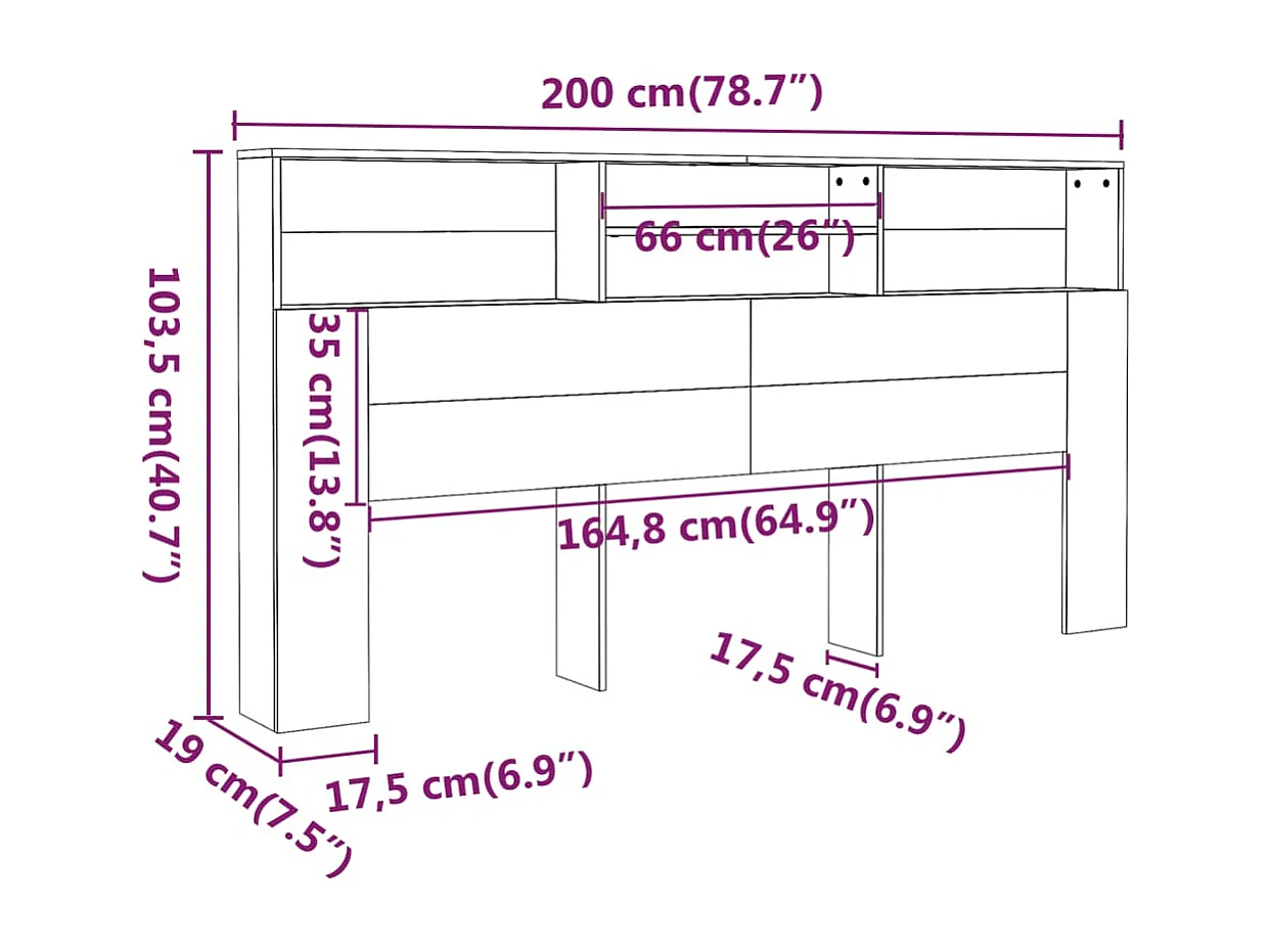 Cabecero de cama roble ahumado 200x19x103,5 cm