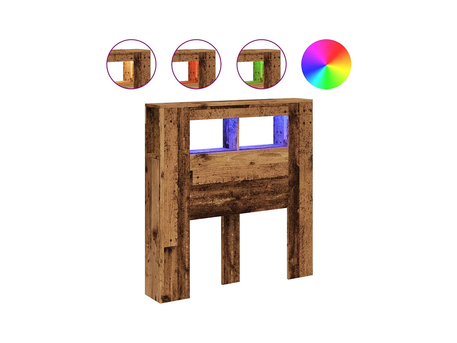 Tête de lit à LED vieux bois 100x18,5x103,5cm bois d'ingénierie