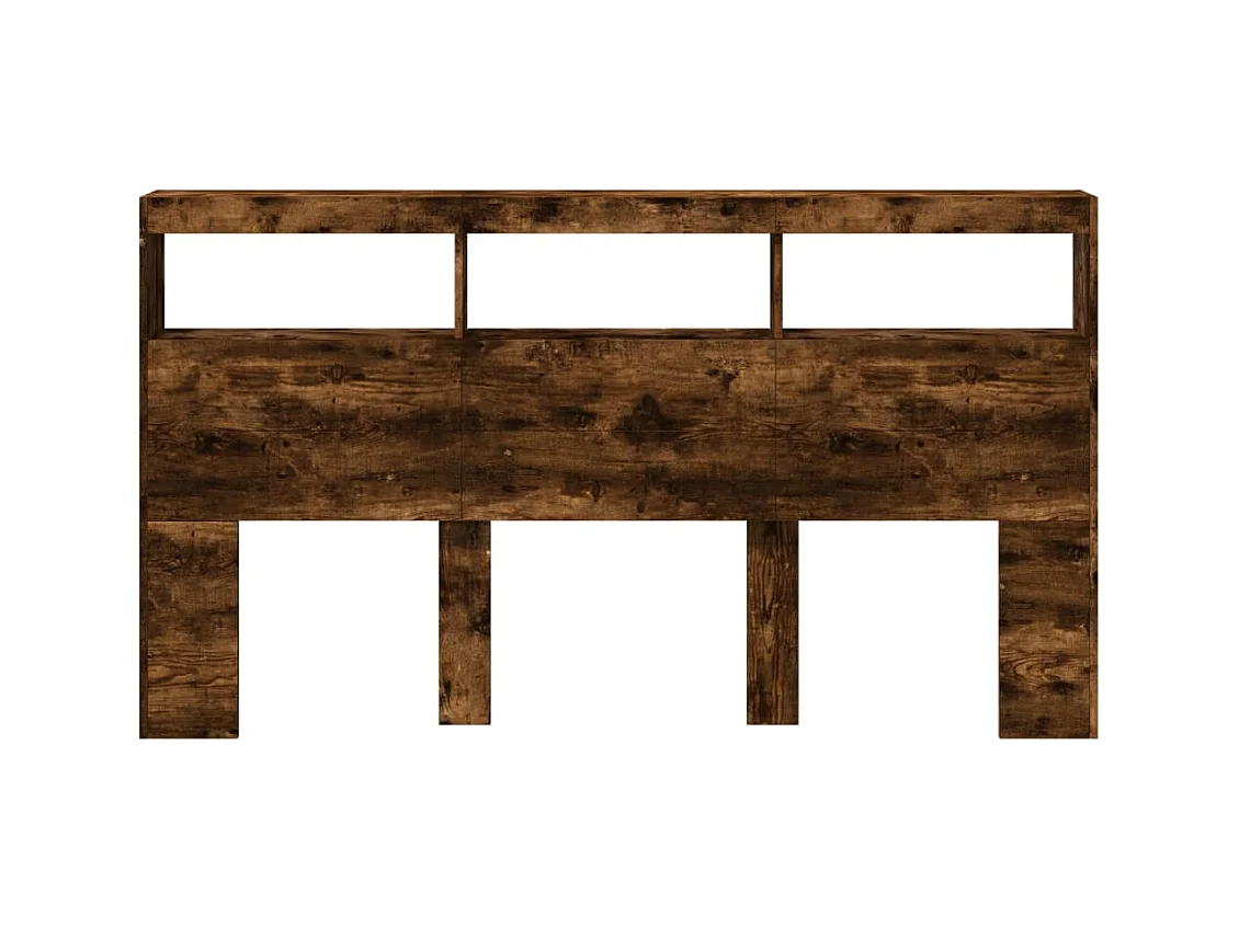 Cabecero de armario con LED roble ahumado 180x17x102 cm