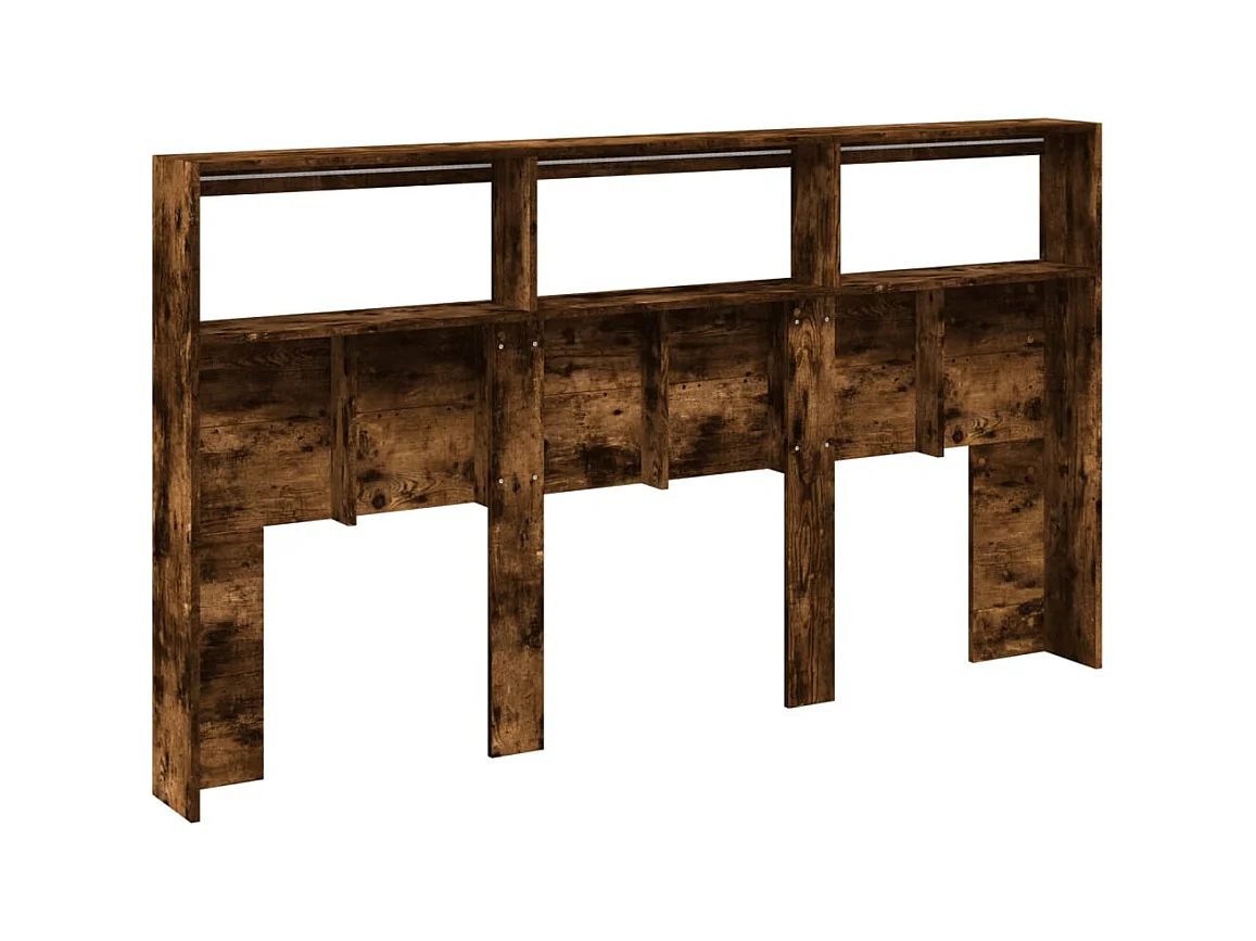 Cabecero de armario con LED roble ahumado 180x17x102 cm