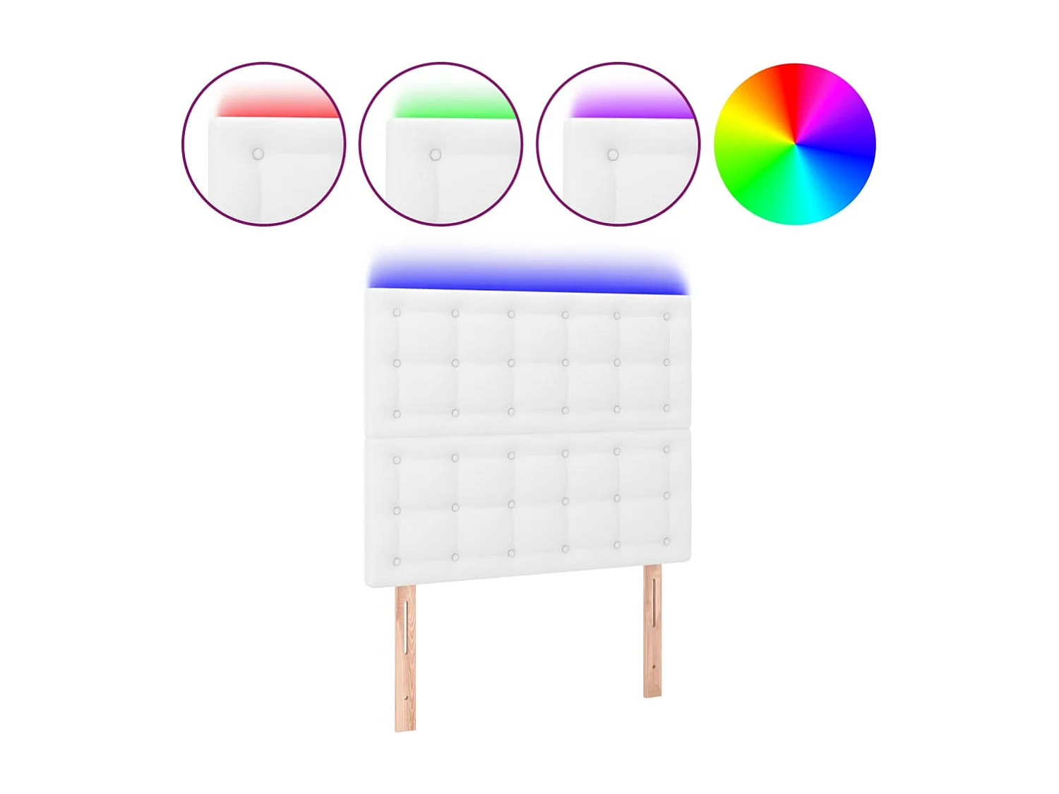 LED-Kopfteil Weiß 80x5x118/128 cm Kunstleder