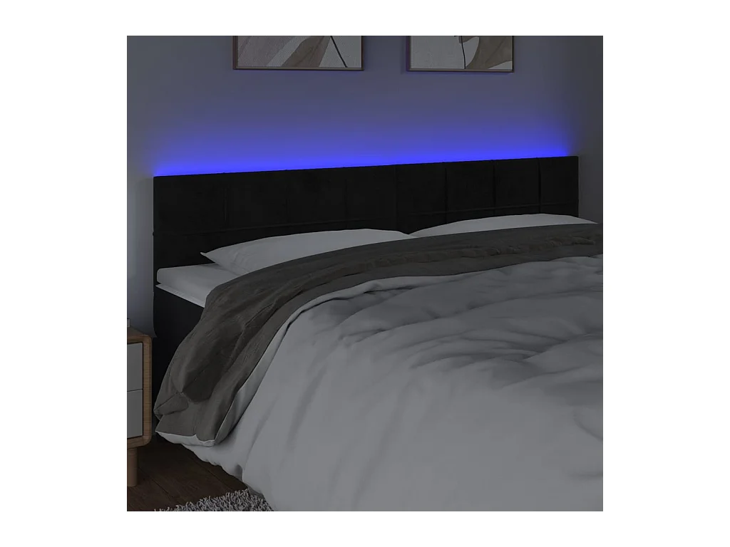 Tête de lit à LED Noir 160x5x78/88 cm Velours
