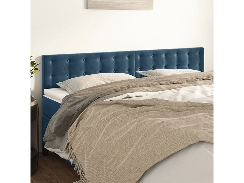 Têtes de lit 2 pcs Bleu foncé 80x5x78/88 cm Velours