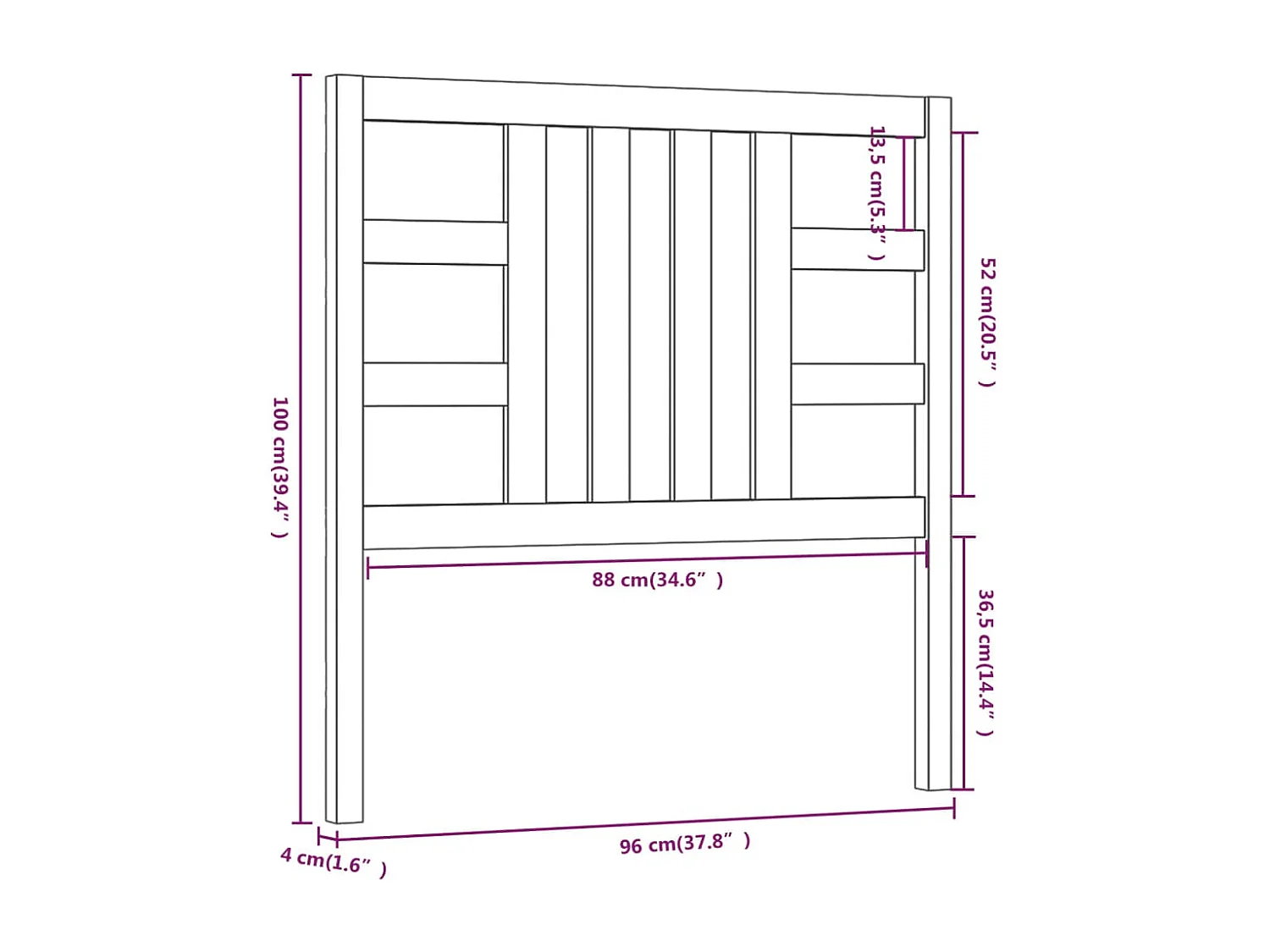 Tête de lit 96x4x100 cm Bois massif de pin