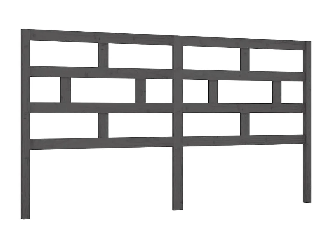Grijs hoofdbord 206x4x100 cm Massief grenenhout