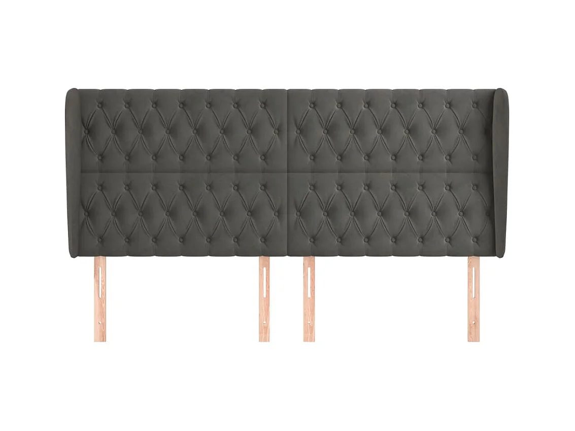 Tête de lit avec oreilles Gris foncé 183x23x118/128 cm Velours