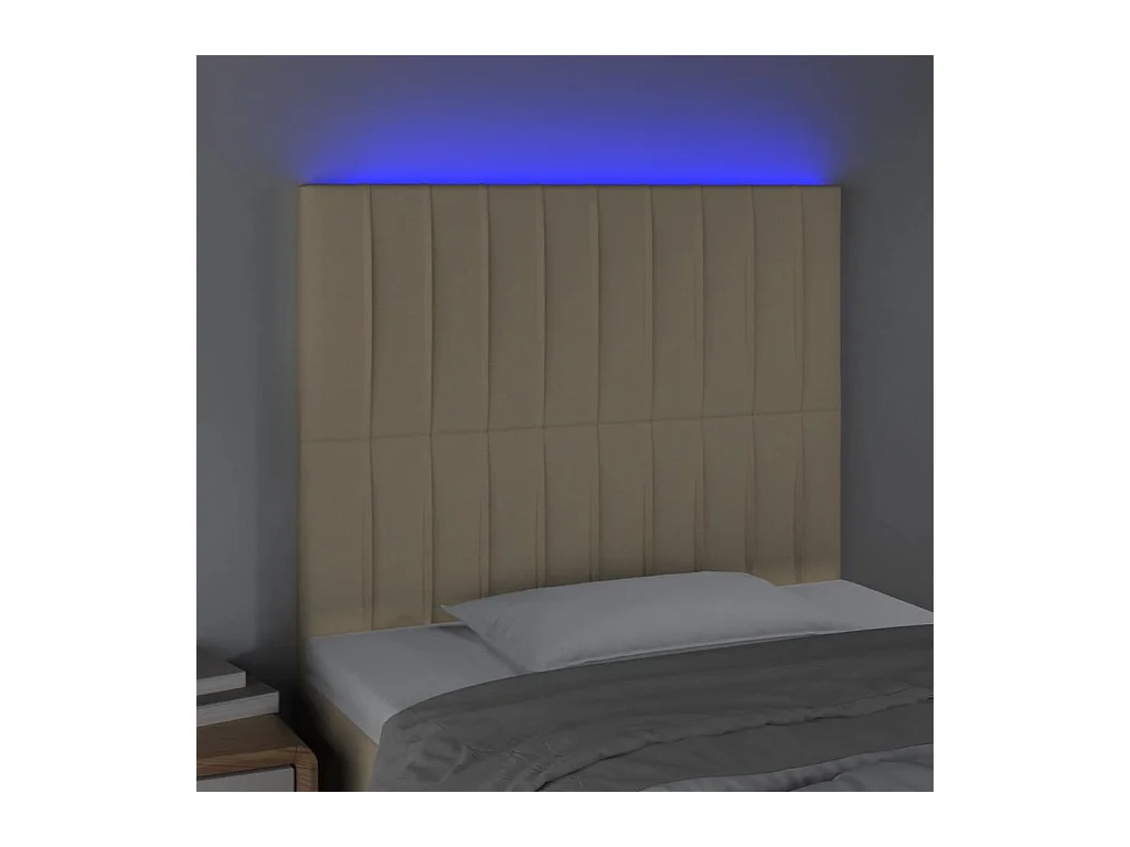 LED Hoofdbord Crème 80x5x118/128 cm Stof