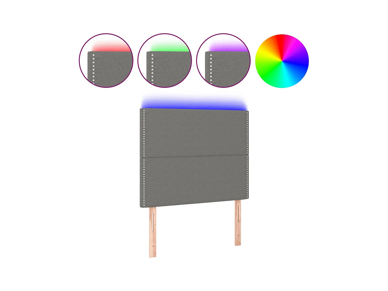 Tête de lit à LED Gris foncé 100x5x118/128 cm Tissu