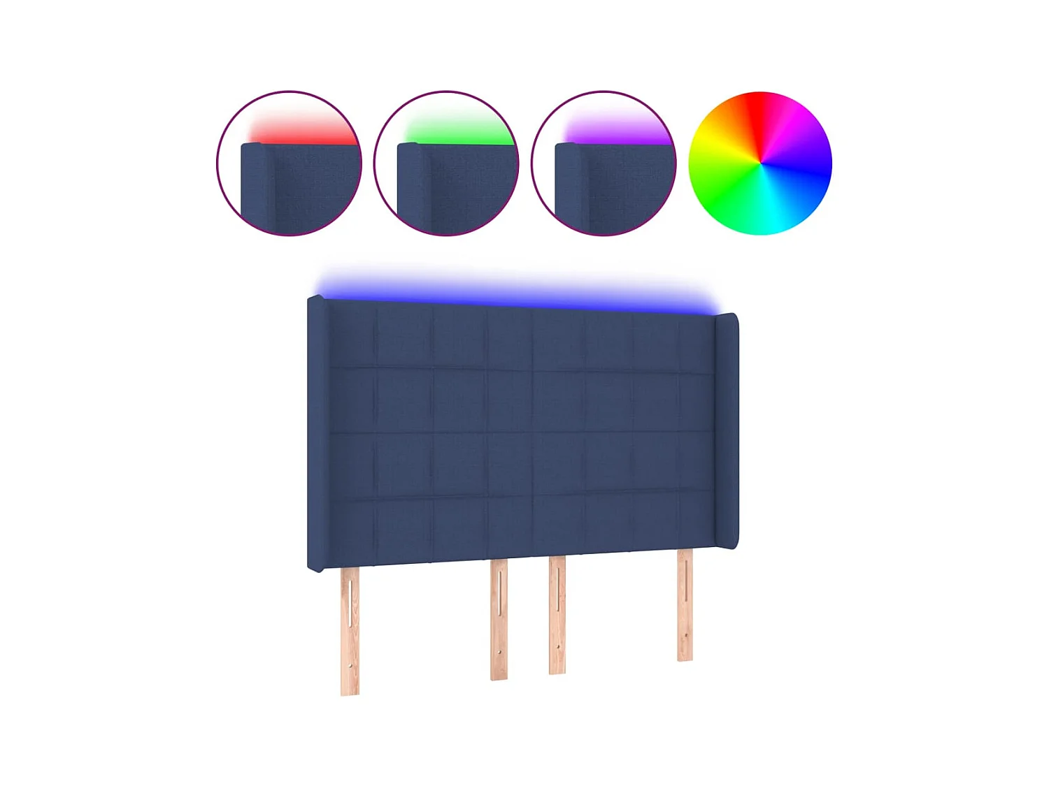 Blauw LED hoofdbord 147x16x118/128 cm Stof