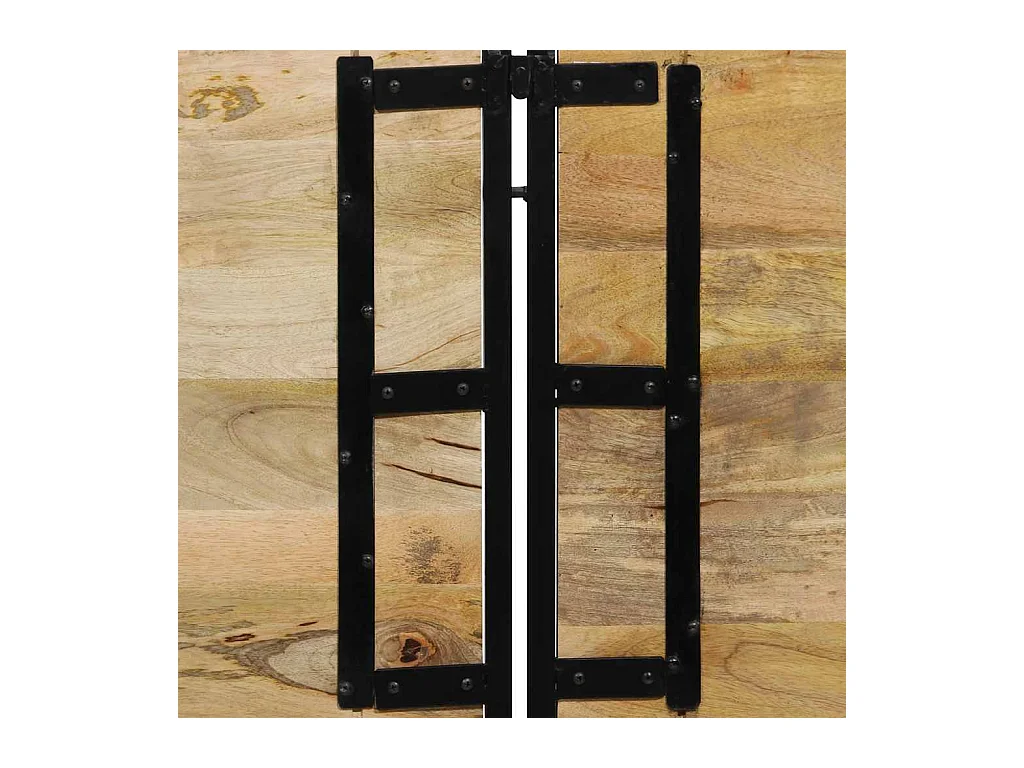 Hoofdbord van 180 cm in massief mangohout en ijzer