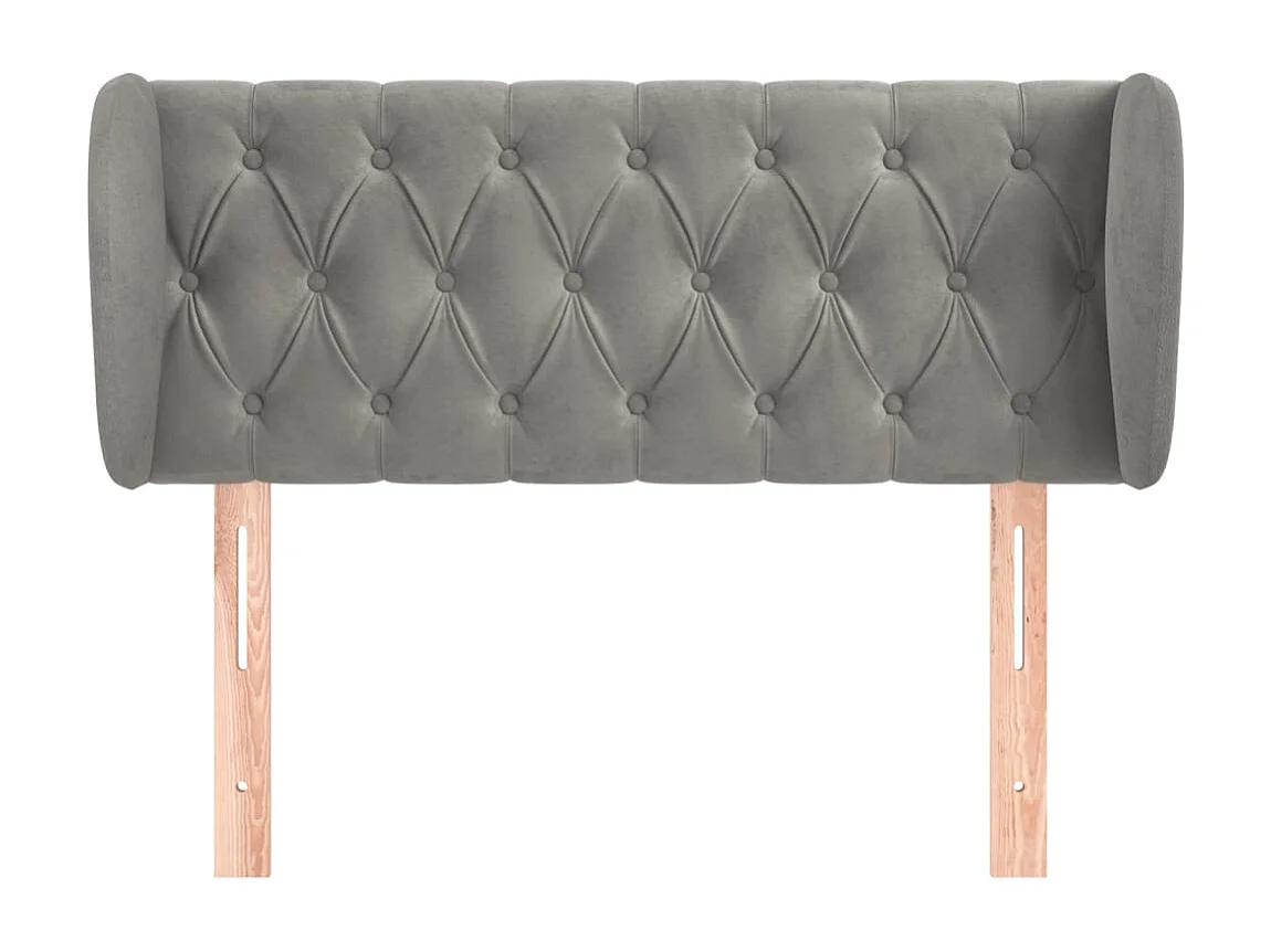 Kopfteil mit Flügeln Hellgrau 103x23x78/88 cm Samt