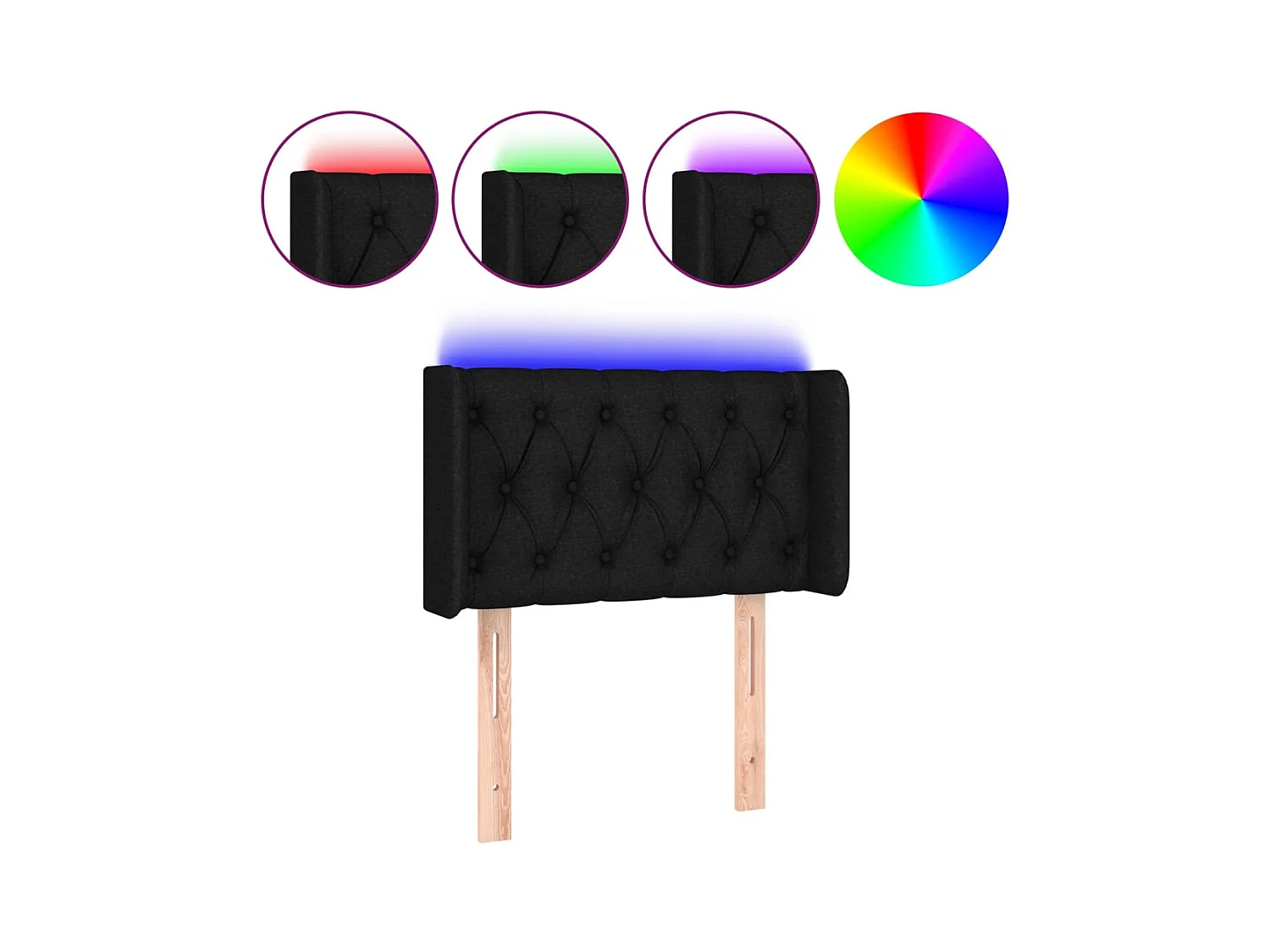 Tête de lit à LED Noir 83x16x78/88 cm Tissu