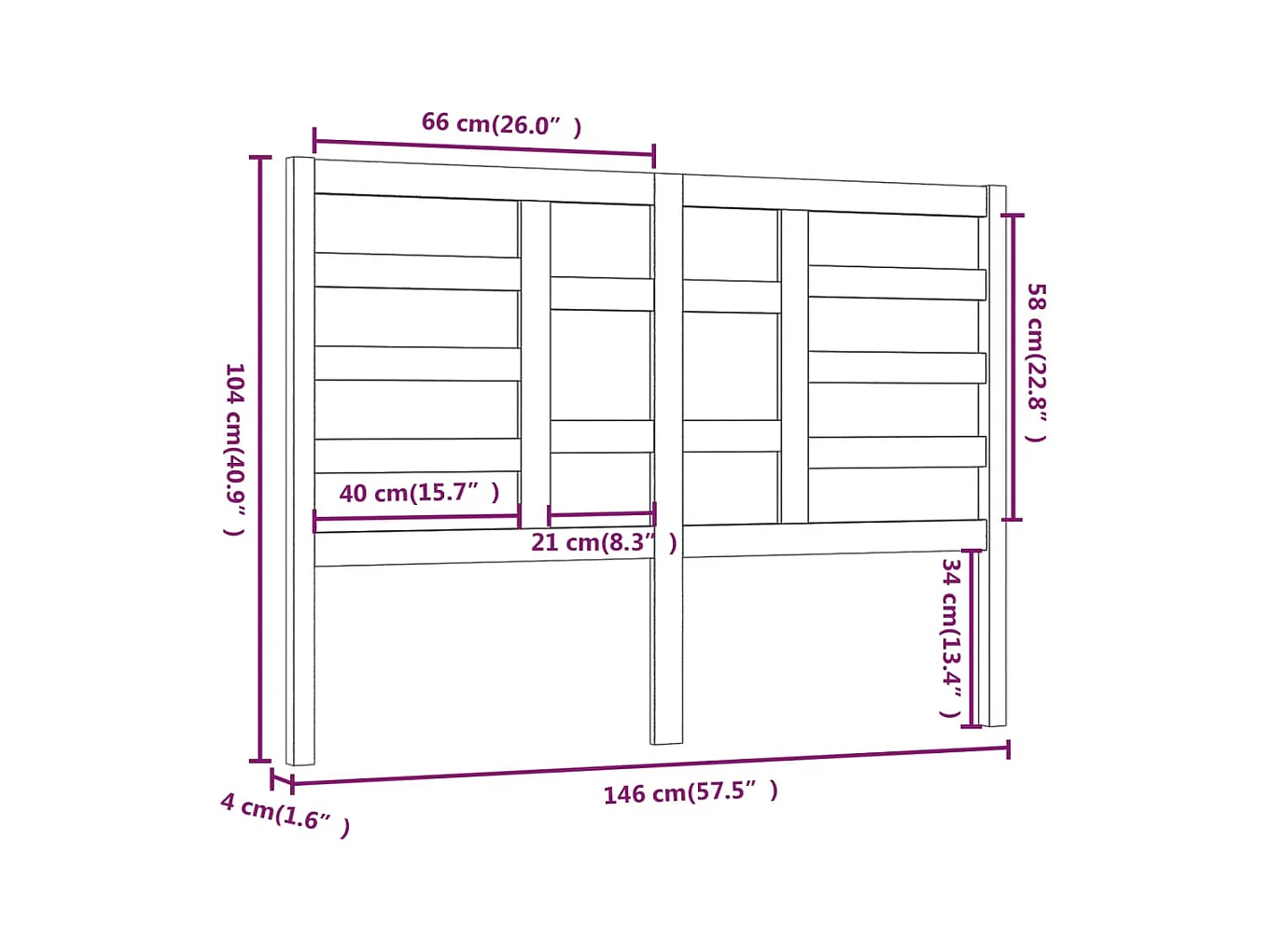 Honingbruin hoofdbord 146x4x104 cm Massief grenenhout
