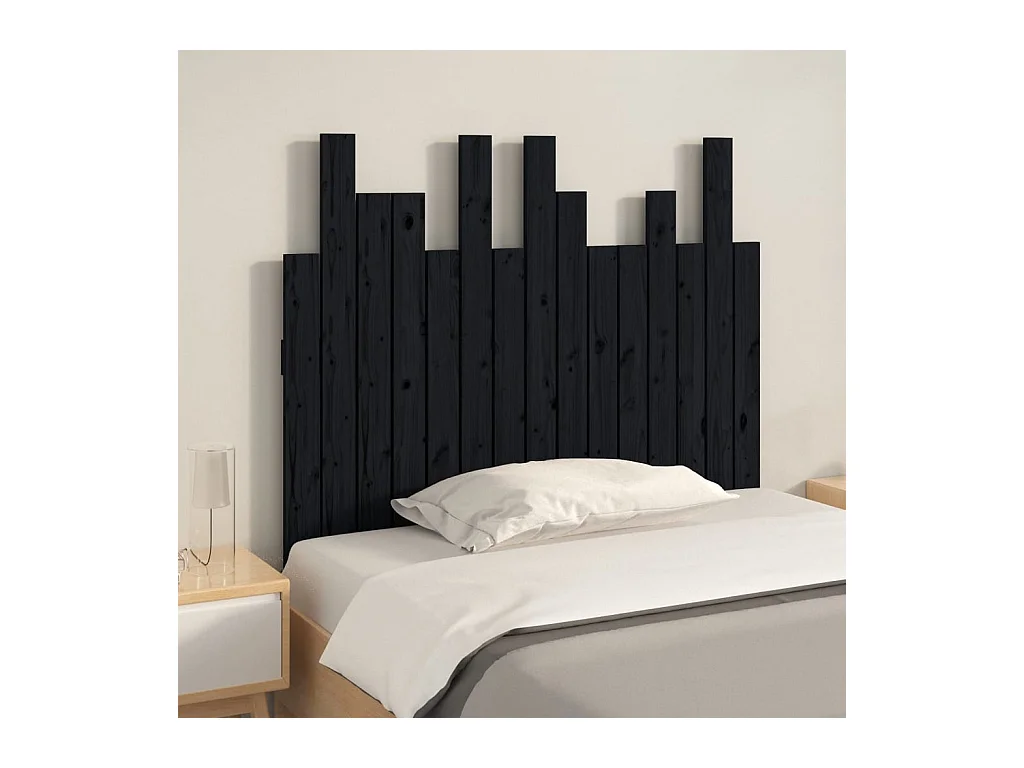 Zwart wandhoofdbord 95,5x3x80 cm Massief grenenhout