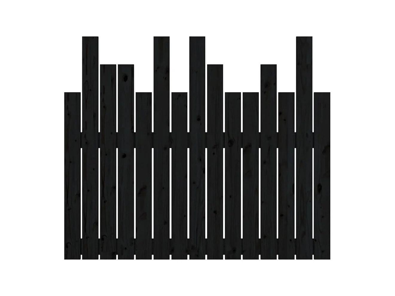 Zwart wandhoofdbord 95,5x3x80 cm Massief grenenhout