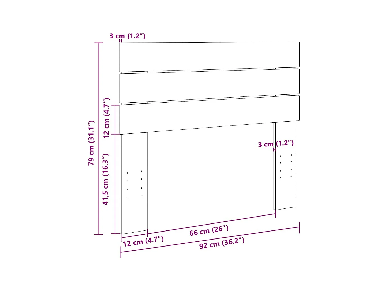 Tête de lit 90 cm bois massif de chêne