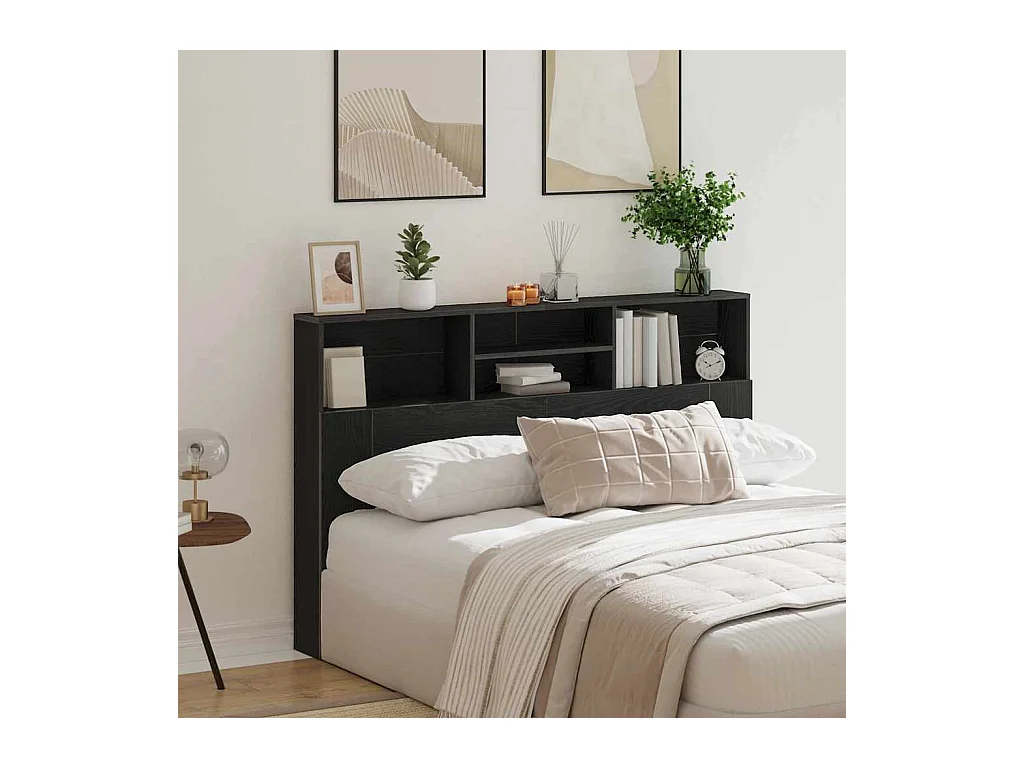 Cabinet de Tête de Lit Chêne noir 160 x 19 x 103.5 cm