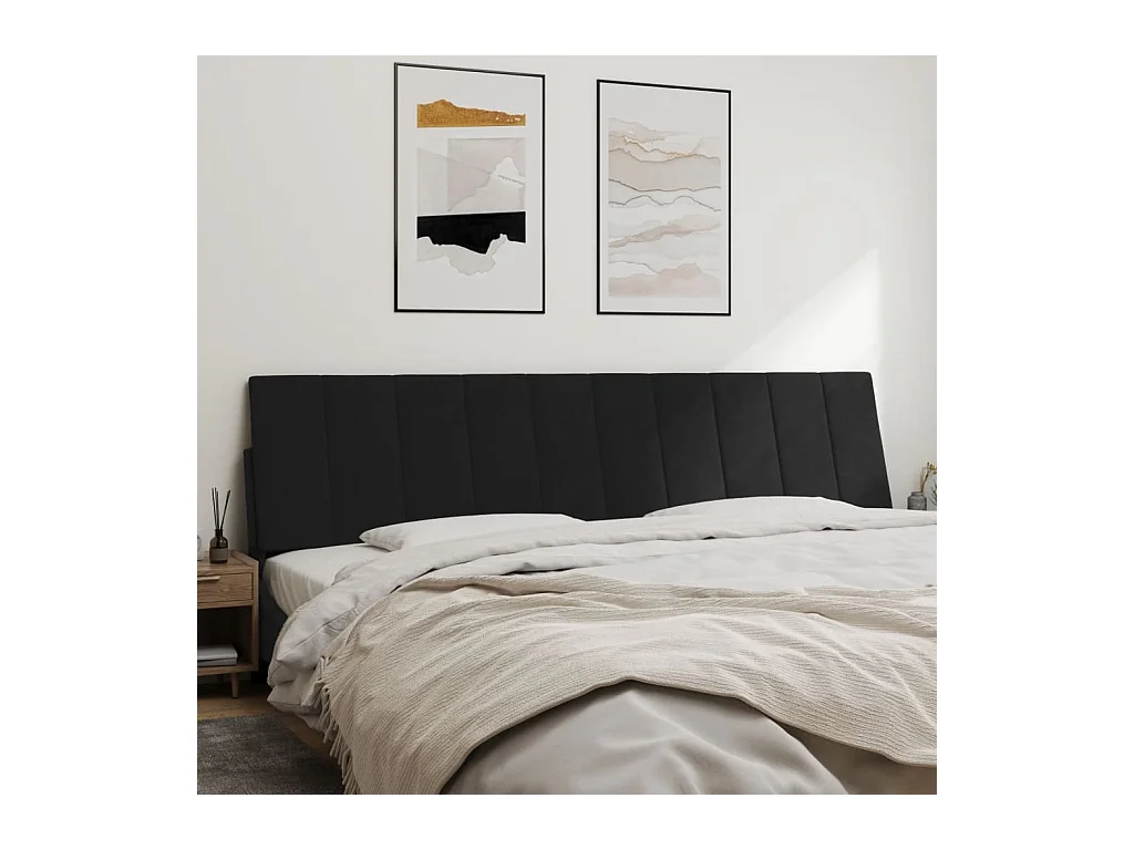 Zwart hoofdbordkussen 200 cm fluweel