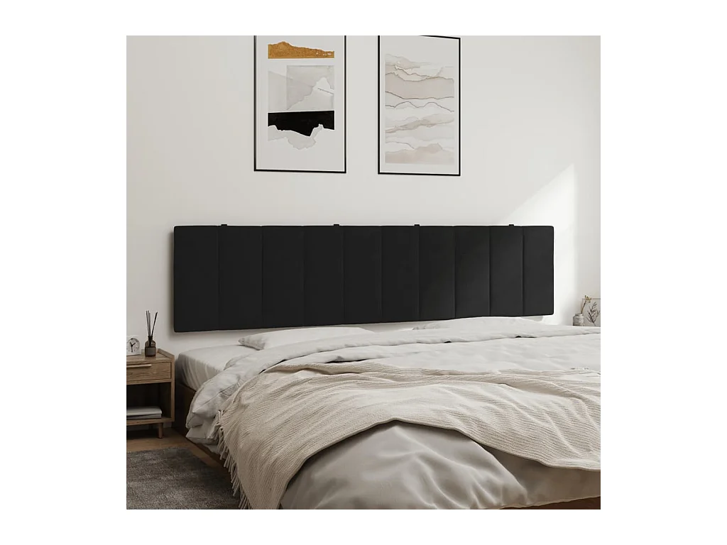 Zwart hoofdbordkussen 200 cm fluweel