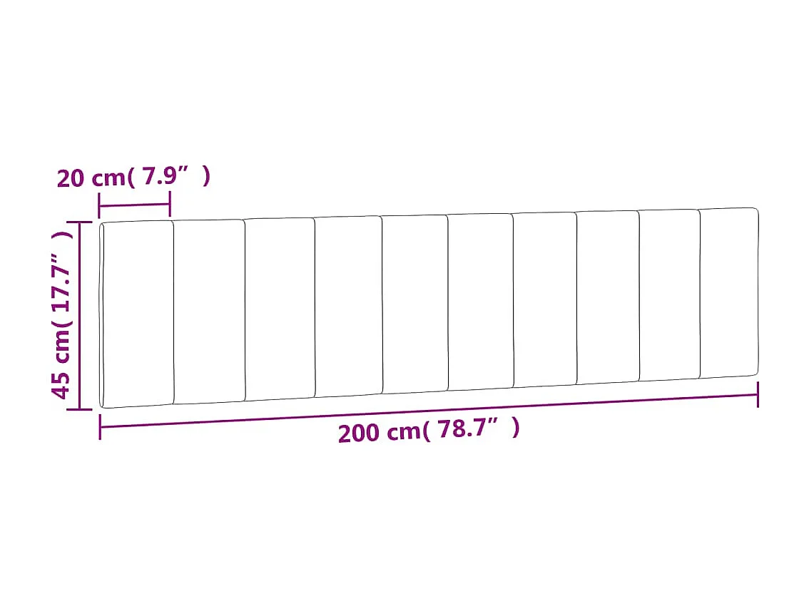 Zwart hoofdbordkussen 200 cm fluweel