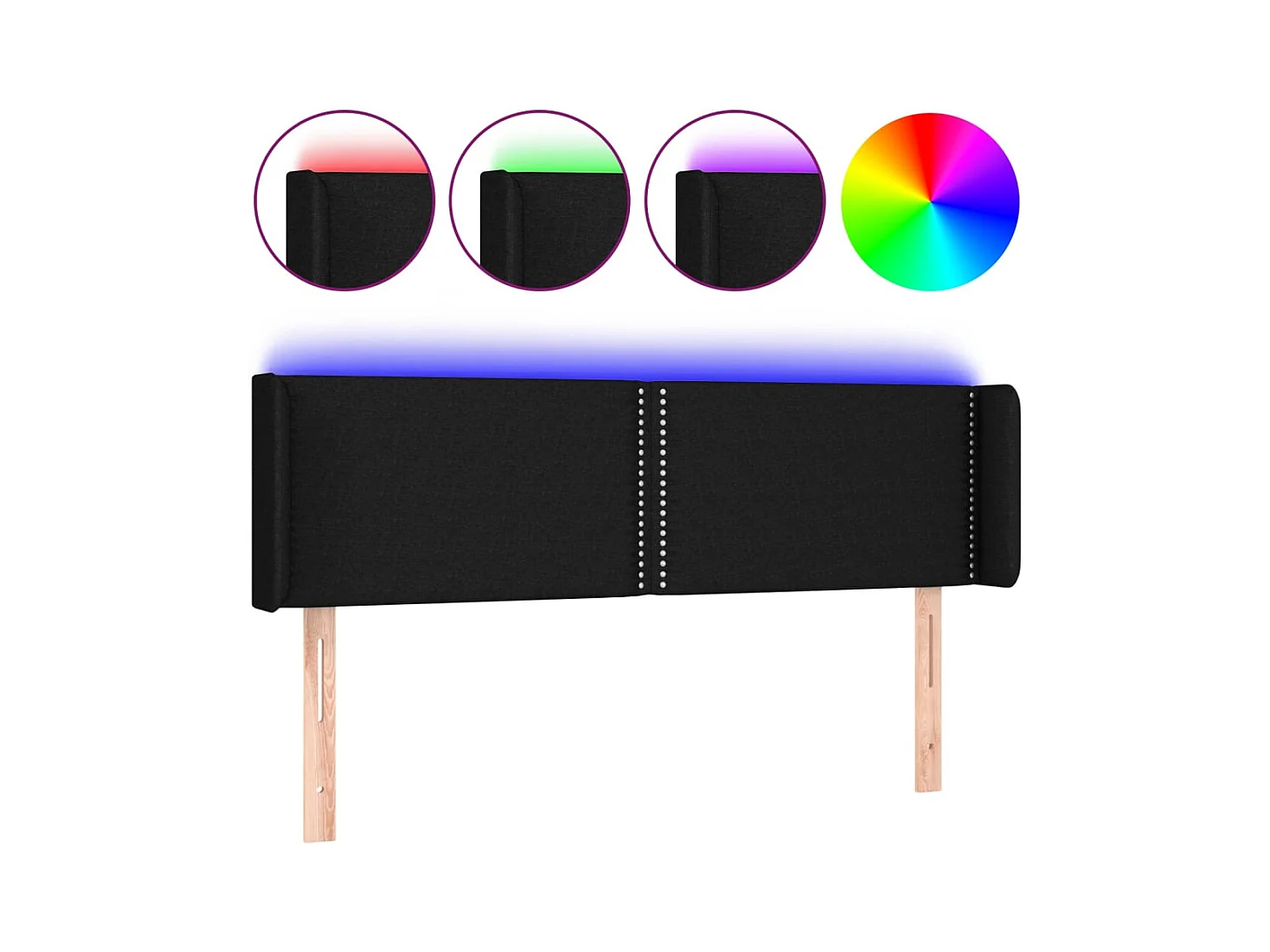 LED hoofdbord Zwart 147x16x78/88 cm Stof