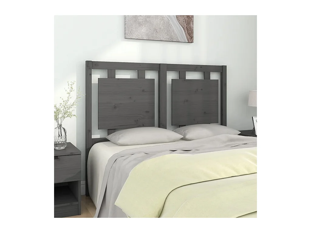 Grijs hoofdbord 125,5x4x100 cm Massief grenenhout