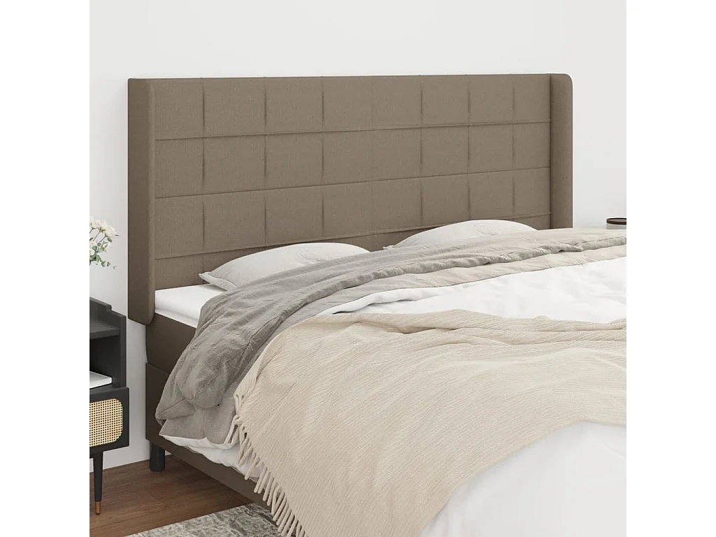Kopfteil mit Flügeln Taupe 163x16x118/128 cm Stoff