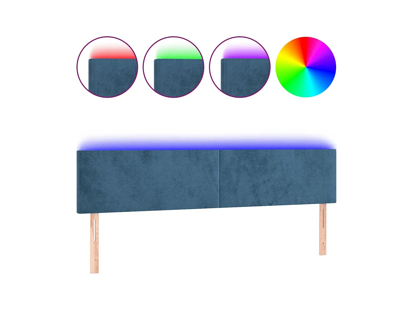 LED Hoofdbord Donkerblauw 180x5x78/88 cm Fluweel