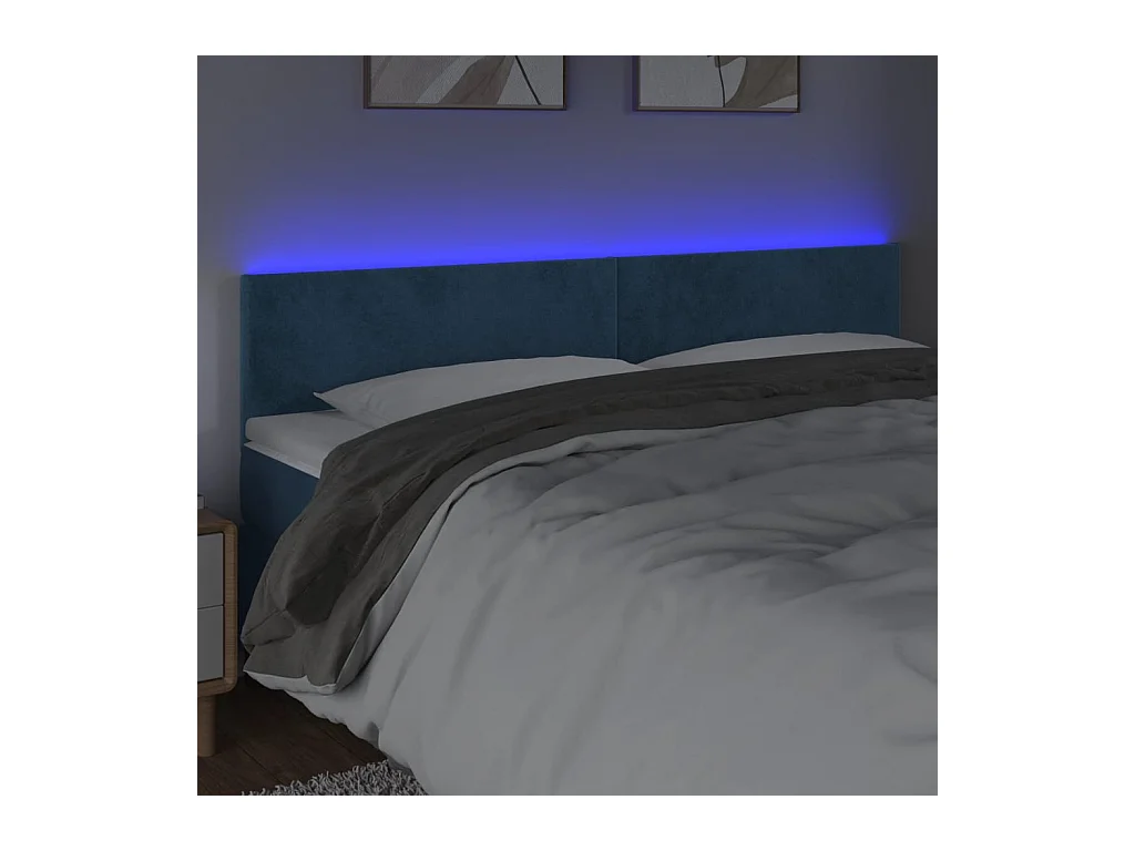 LED Hoofdbord Donkerblauw 180x5x78/88 cm Fluweel