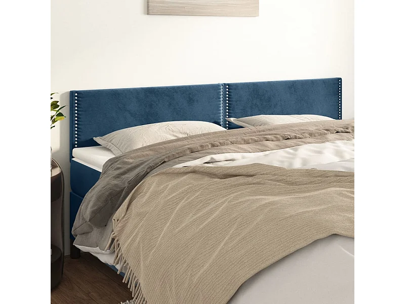 Têtes de lit 2 pcs Bleu foncé 90x5x78/88 cm Velours