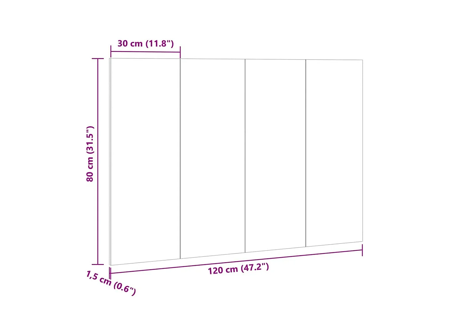 Testiera in rovere realizzata a mano 120x1,5x80 cm in legno ingegnerizzato