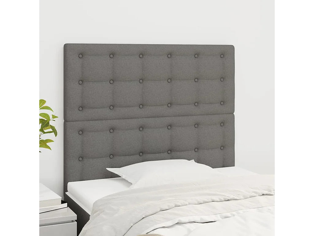 Têtes de lit 2 pcs Gris foncé 100x5x78/88 cm Tissu
