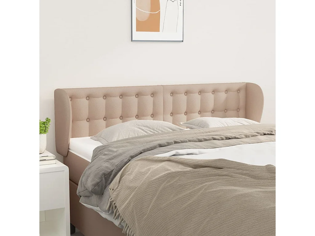 Hoofdbord met vleugels Cappuccino 147x23x78/88 cm Kunstleer