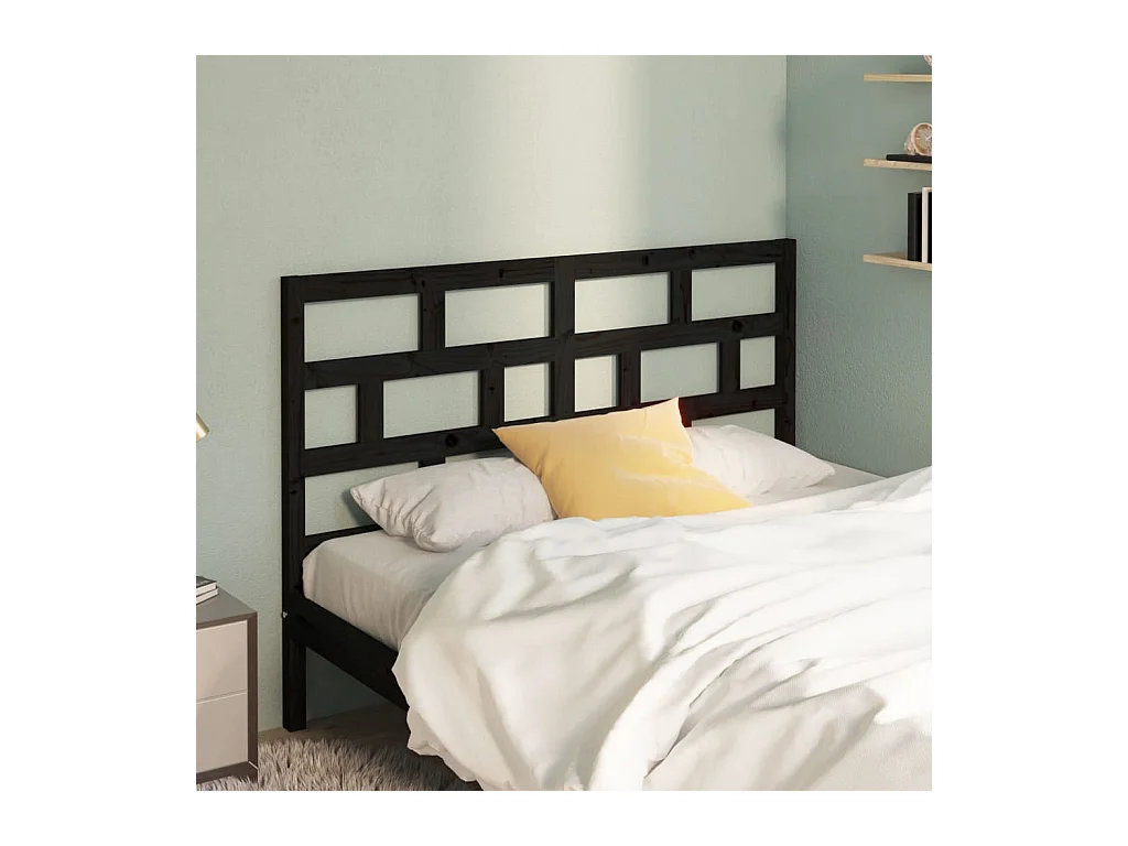 Cabecero negro 156x4x100 cm Madera maciza de pino