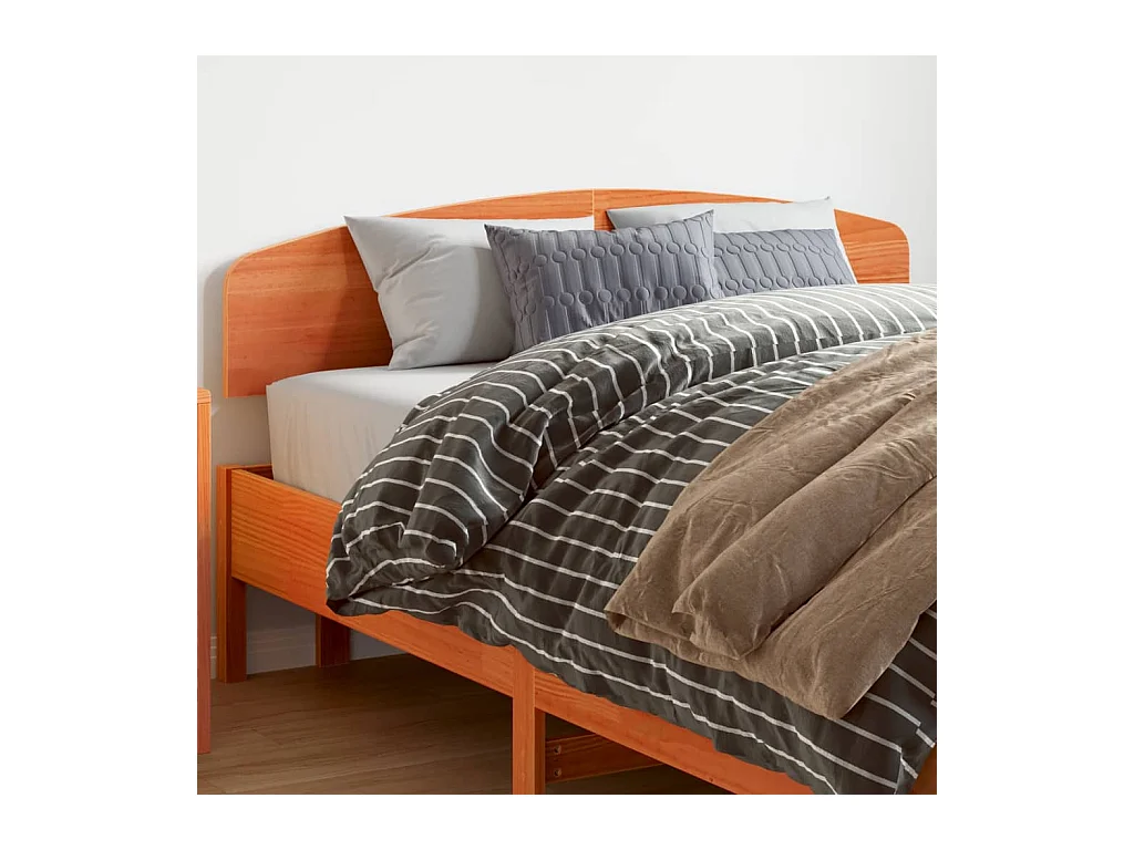 Cabecero encerado marrón 140 cm madera maciza de pino