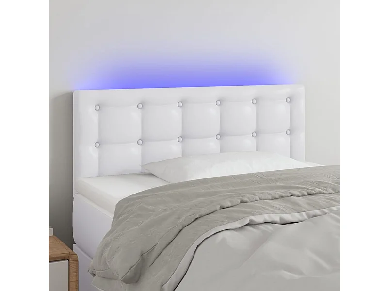 LED-Kopfteil Weiß 100x5x78/88 cm Kunstleder