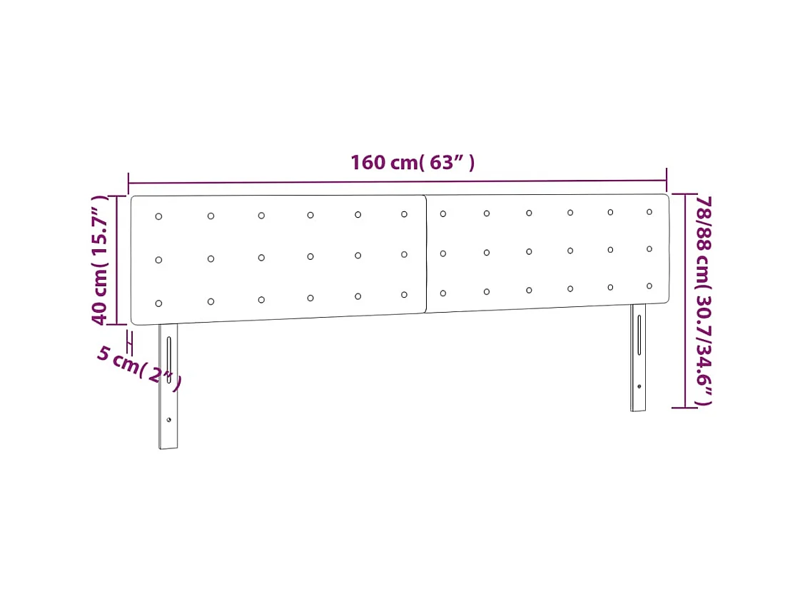 LED hoofdbord Cappuccino 160x5x78/88 cm Kunstleer