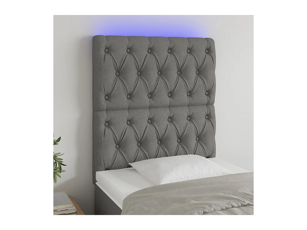 Tête de lit à LED Gris foncé 80x7x118/128 cm Tissu