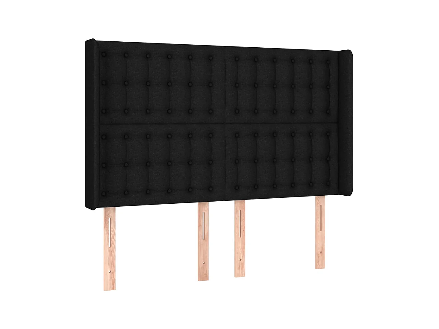 Hoofdbord met vleugels Zwart 147x16x118/128 cm Stof