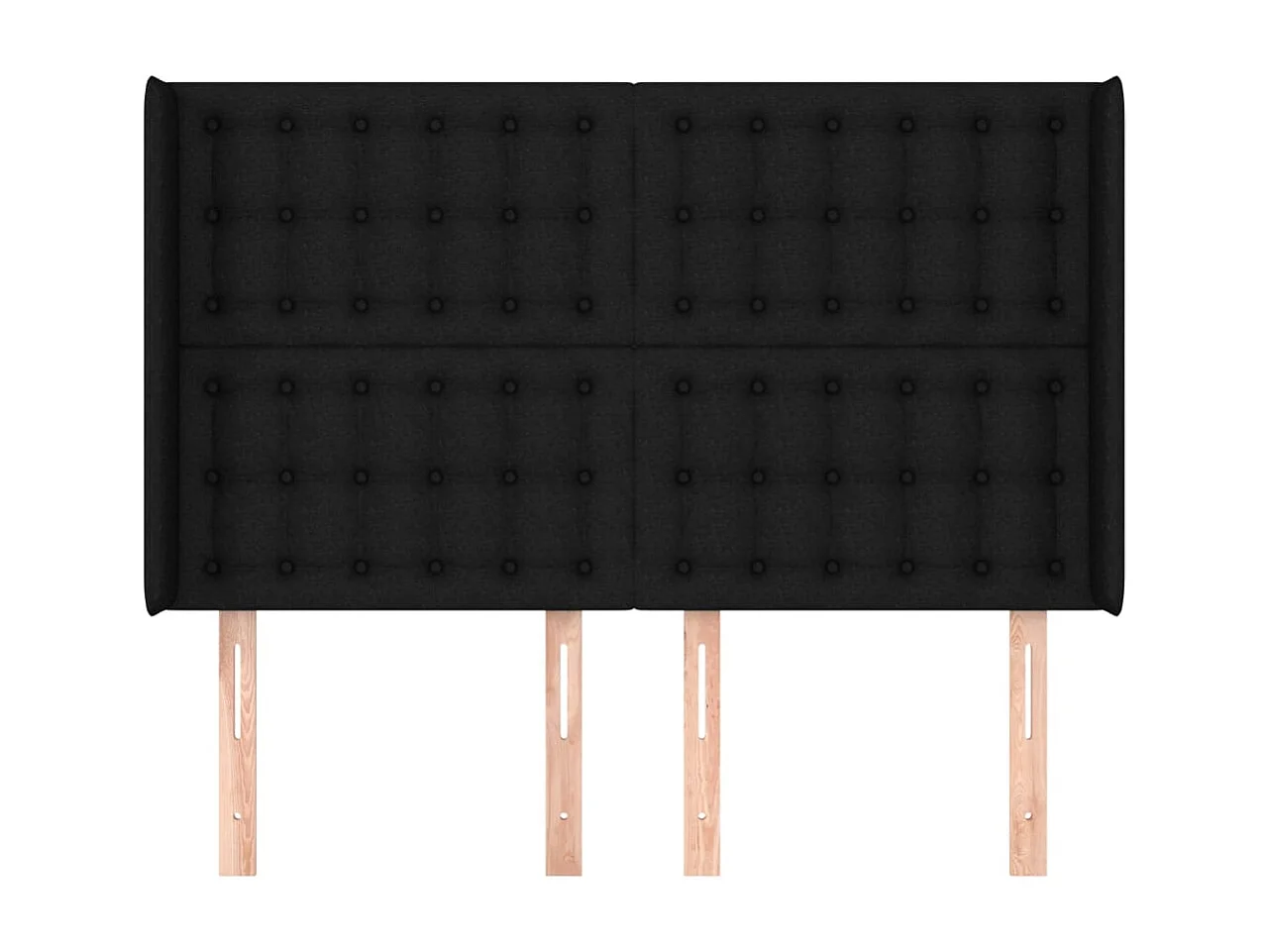 Tête de lit avec oreilles Noir 147x16x118/128 cm Tissu