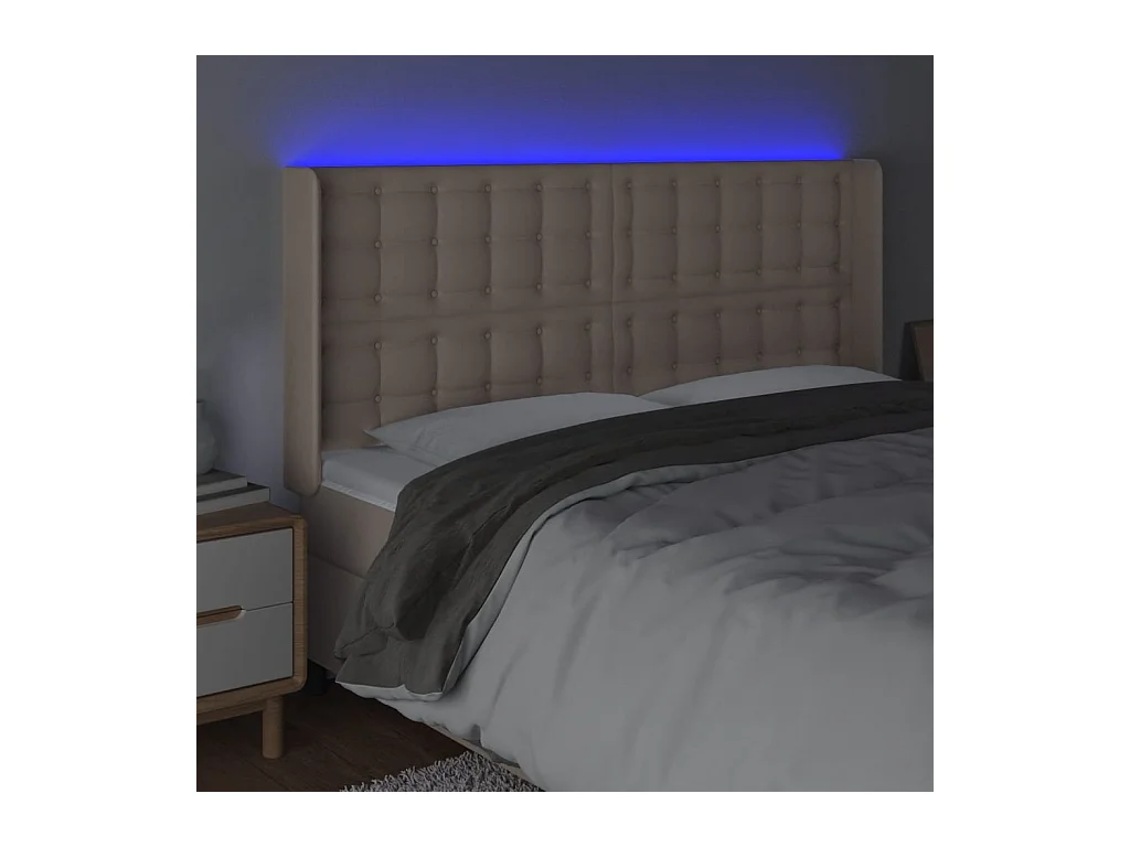 LED hoofdbord Cappuccino 203x16x118/128 cm Kunstleer