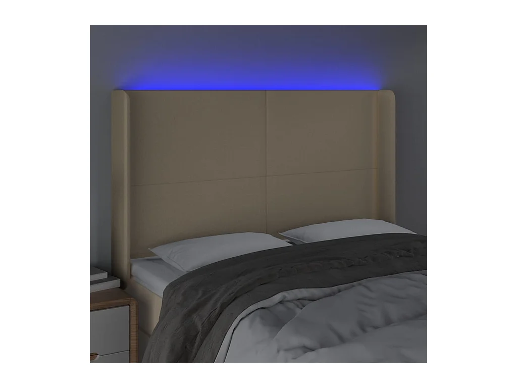 LED Hoofdbord Crème 147x16x118/128 cm Stof