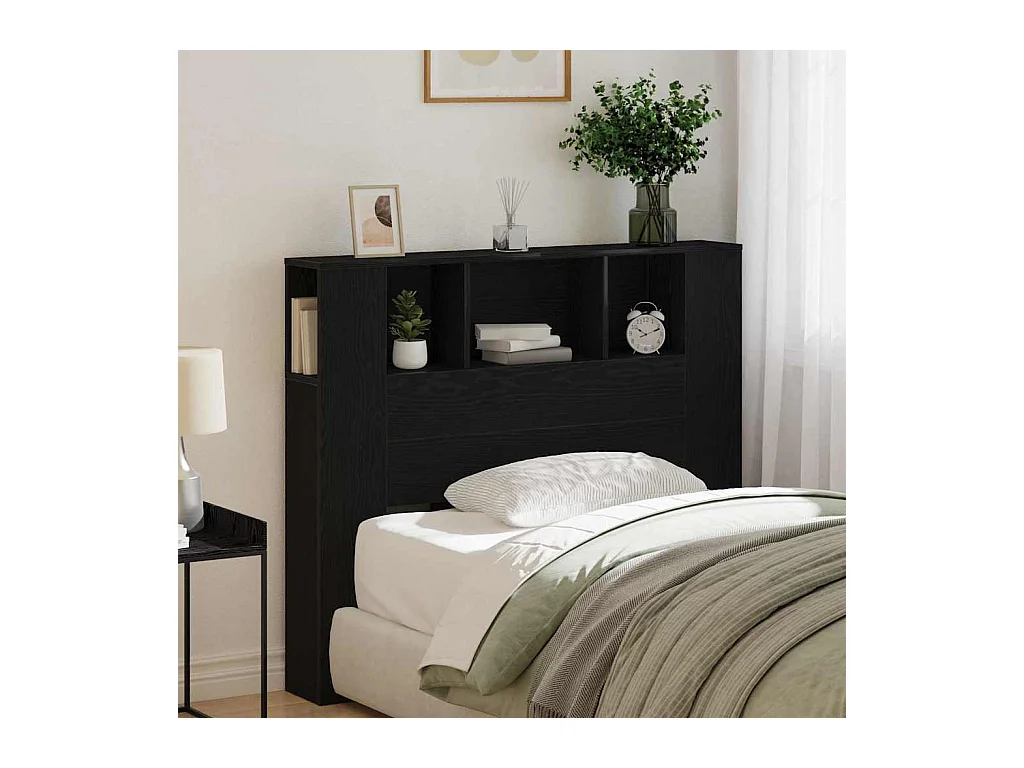 Zwarte eiken hoofdeindekast 120 x 19 x 104,5 cm