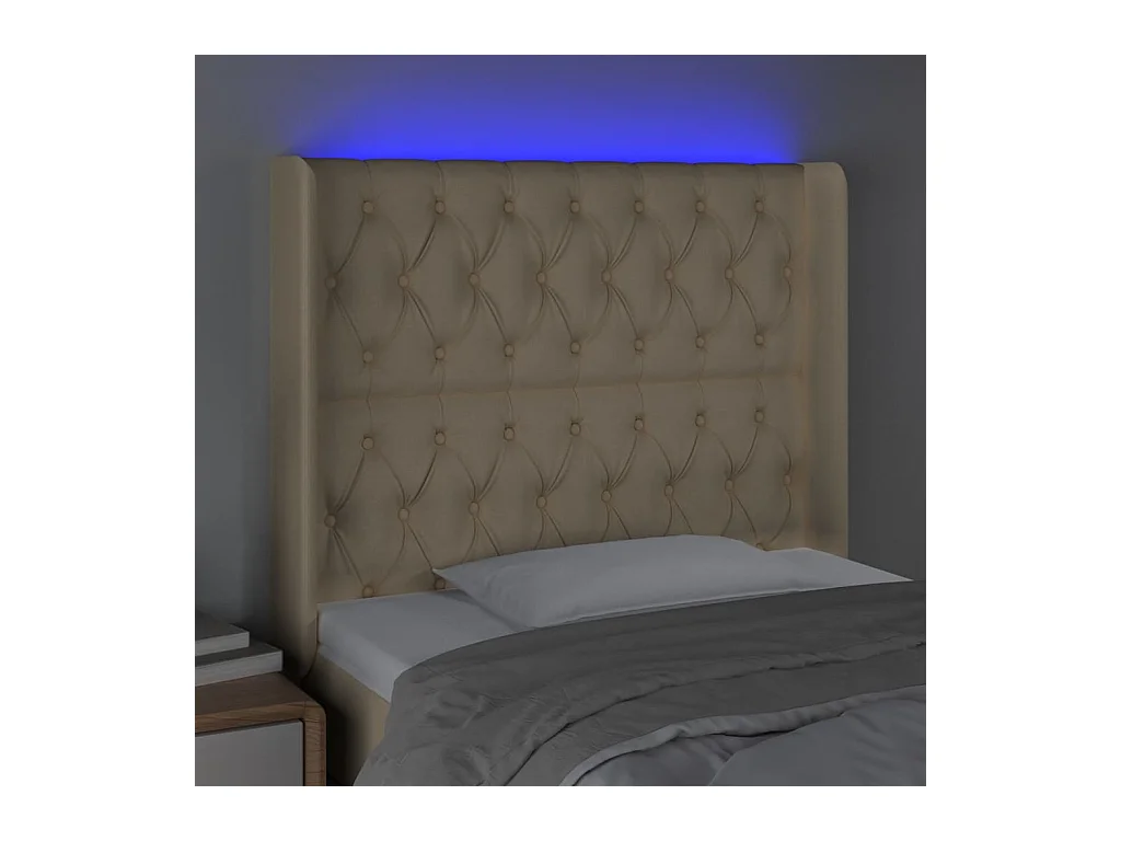 Cabecero LED Crema 103x16x118/128 cm Tela