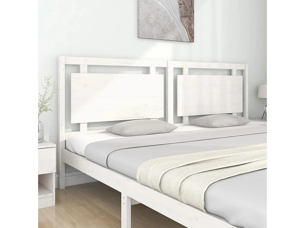 Testiera bianca 205,5x4x100 cm Legno massello di pino