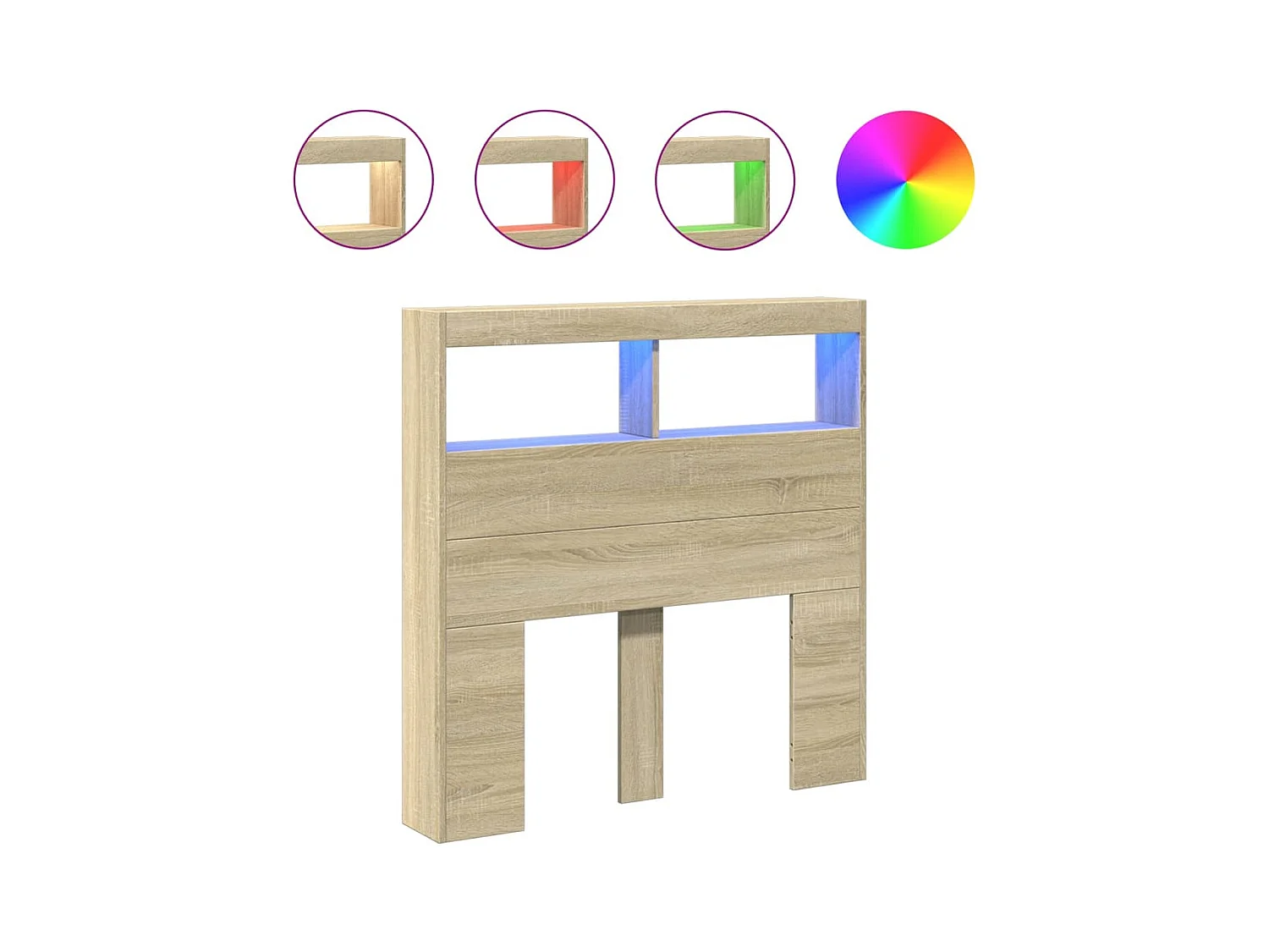 Cabecero de armario con LED roble Sonoma 100x17x102 cm
